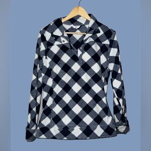 Crown & Ivy Navy and White Checkered Pullover